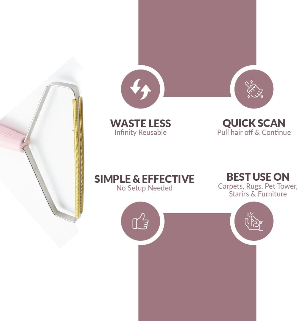 Reusable Pet Hair Remover Tool – Pack of 2 (Blue & Pink) by RIZZEXPO for Clothes/Furniture