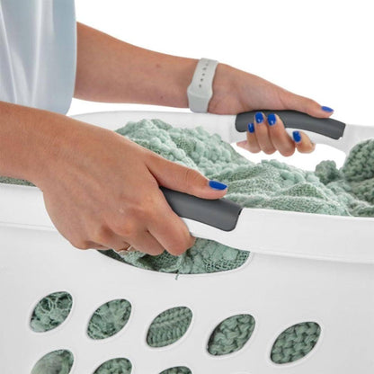 2-Pack White Square Laundry Baskets – 1.5 Bushel Plastic Hampers for Laundry