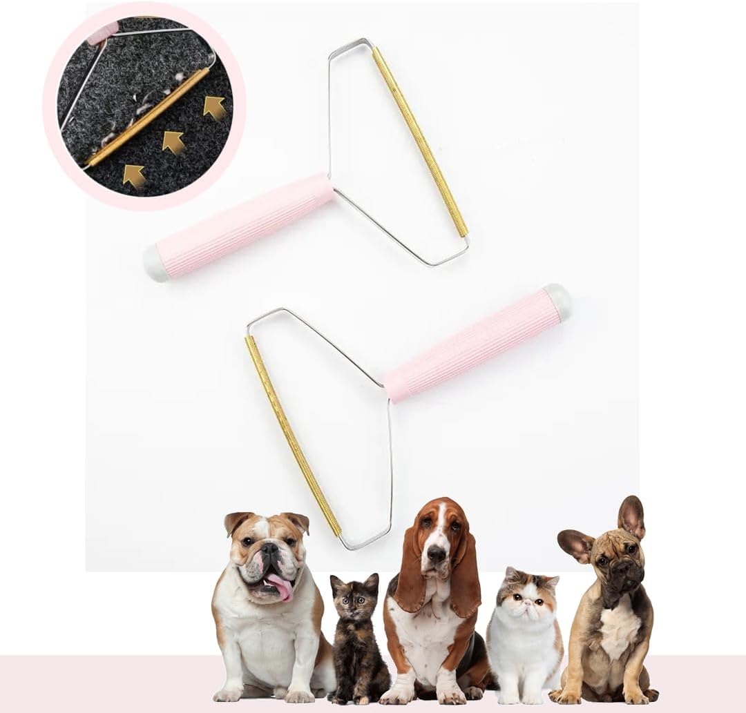 Reusable Pet Hair Remover Tool – Pack of 2 (Blue & Pink) by RIZZEXPO for Clothes/Furniture