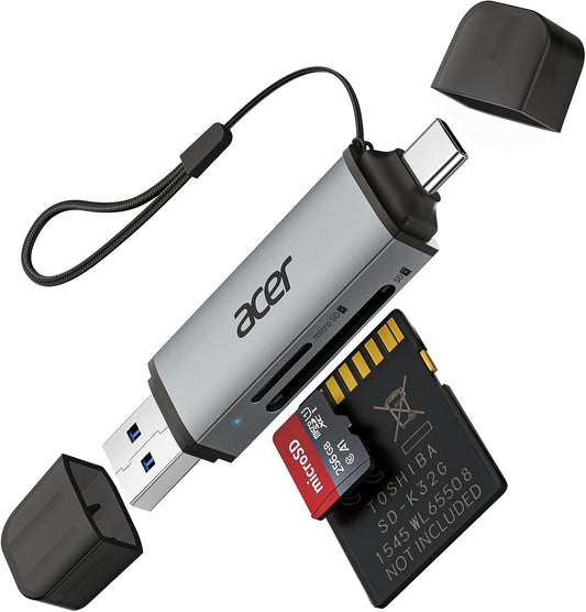 Acer USB-C SD Card Reader – Dual Slot Adapter for MicroSD/SD, Laptop & Phone Compatible