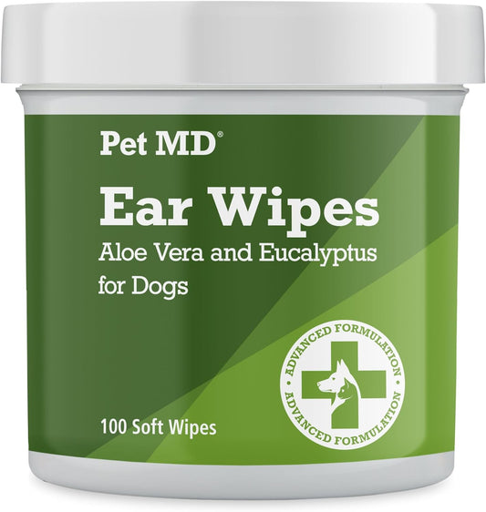 Pet MD Dog Ear Cleaner Wipes – Aloe & Eucalyptus, 100 Count