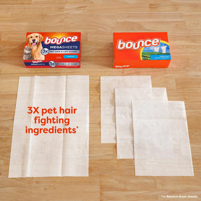Bounce Mega Pet Hair & Lint Guard Dryer Sheets – 3X Pet Hair Fighters, Fresh Scent, 180 Count
