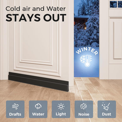 GroTheory 2-Pack Under Door Draft Stopper – Weatherproof Door Seal, 39", Black