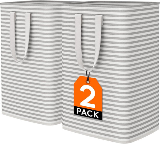 Lifewit 2-Pack Large Collapsible Laundry Hampers – Waterproof with Handles, 80L, Grey