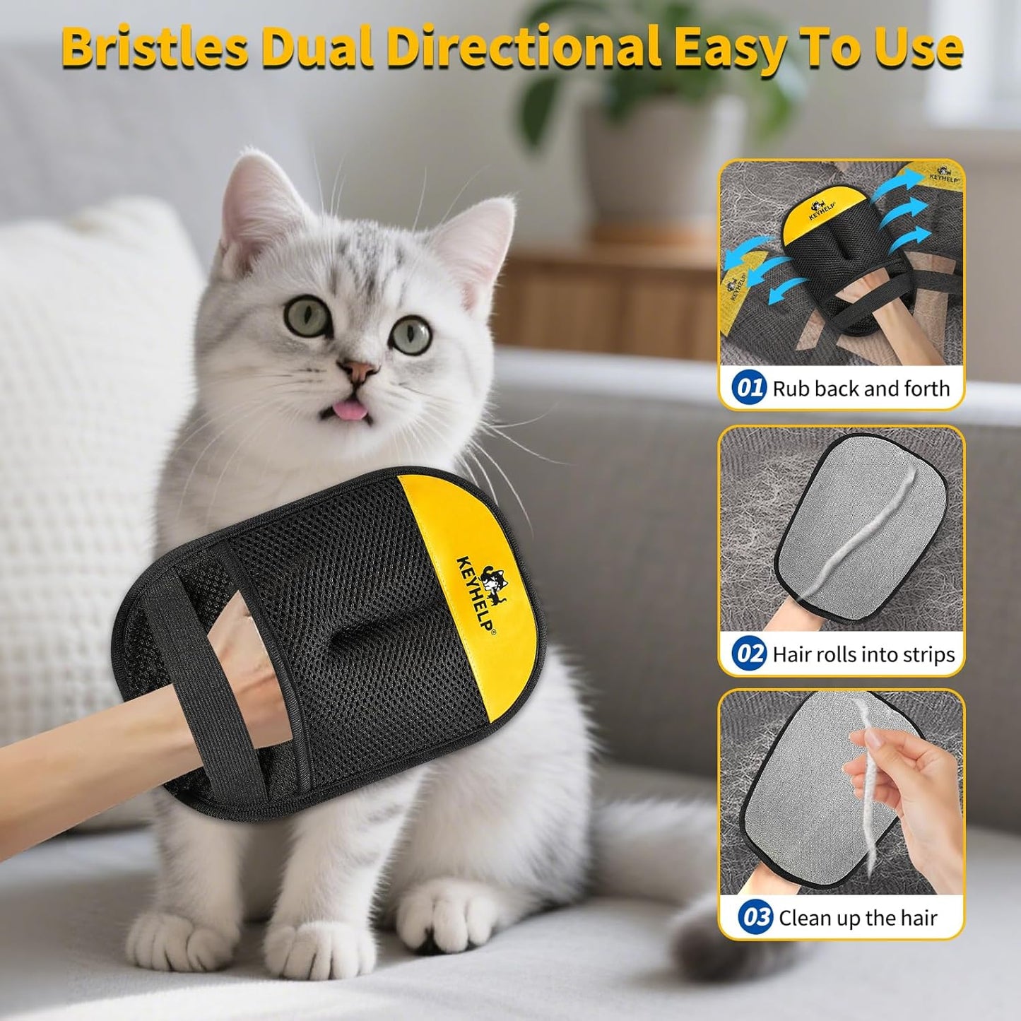 Pet Hair Removal Glove – Reusable Electrostatic Glove for Dogs & Cats