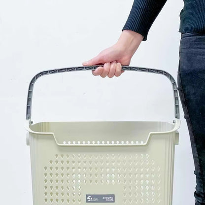 RIZZEXPO Portable Laundry Basket with Handle – Large Ventilated Plastic Hamper for Clothes