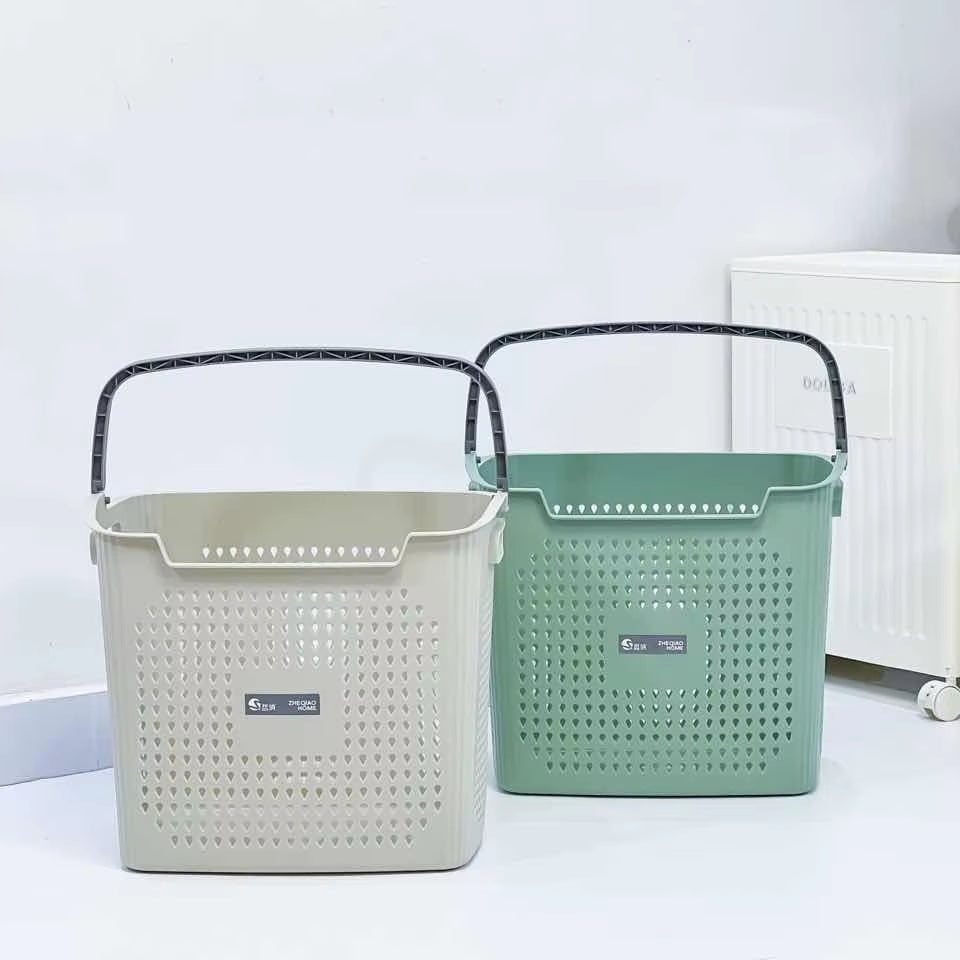 RIZZEXPO Portable Laundry Basket with Handle – Large Ventilated Plastic Hamper for Clothes