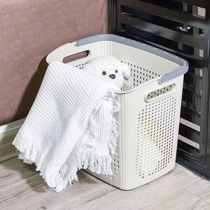 RIZZEXPO Portable Laundry Basket with Handle – Large Ventilated Plastic Hamper for Clothes