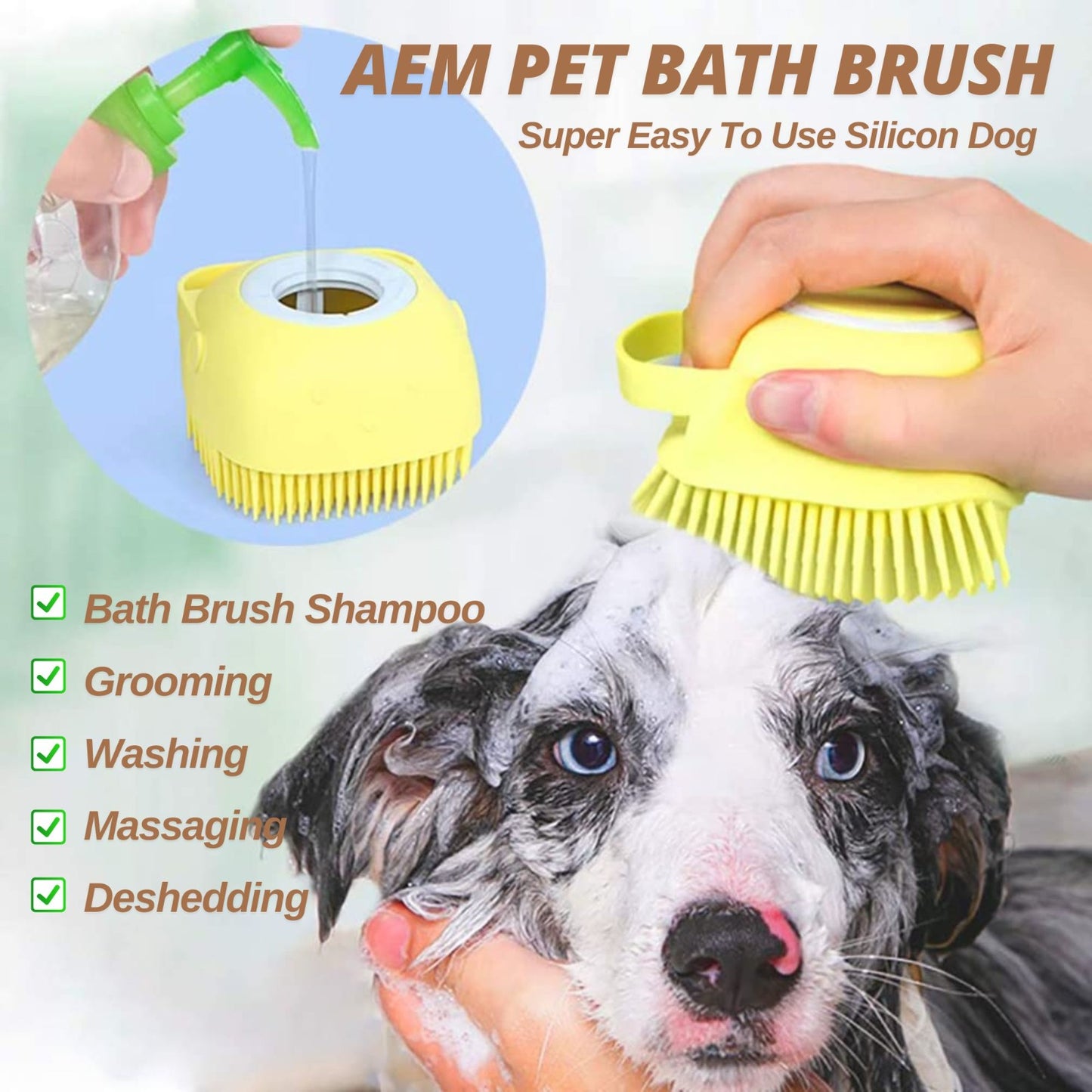 Pet Bath & Grooming Silicone Brush – for Dogs & Cats