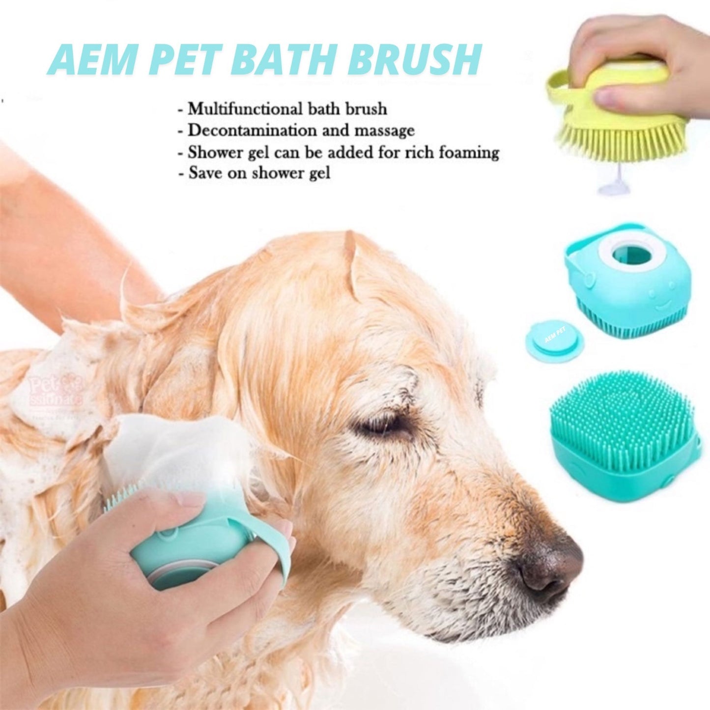 Pet Bath & Grooming Silicone Brush – for Dogs & Cats