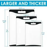 Plastic Cutting Board Set – 3 Dishwasher Safe Boards with Juice Grooves & Handles