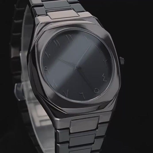 Stainless Steel Arabic Black Aura Watch